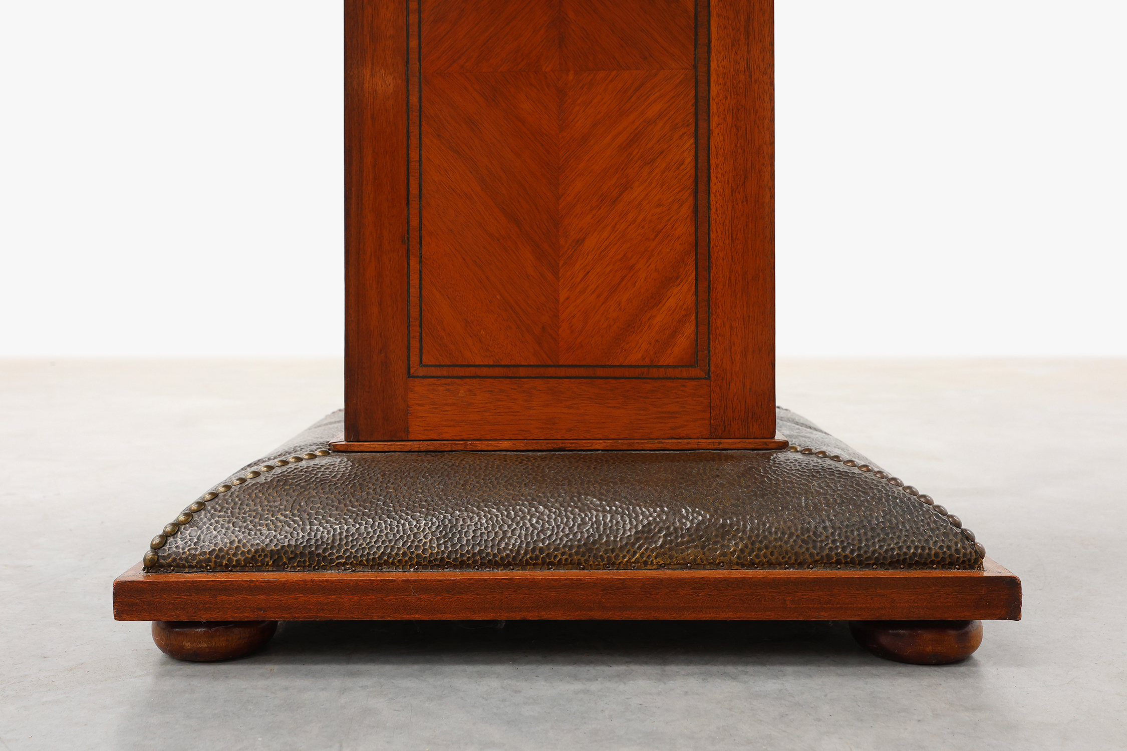 Oval Art Deco Side Table in Walnut with Marble Top by De Coene, Belgium, ca. 1925thumbnail